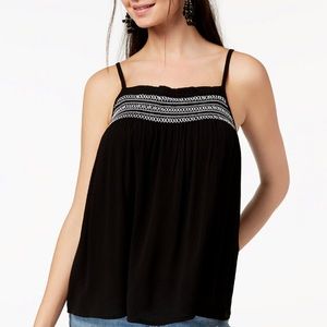 Ultra Flirt Embroidered Smocked Boho Tank Top